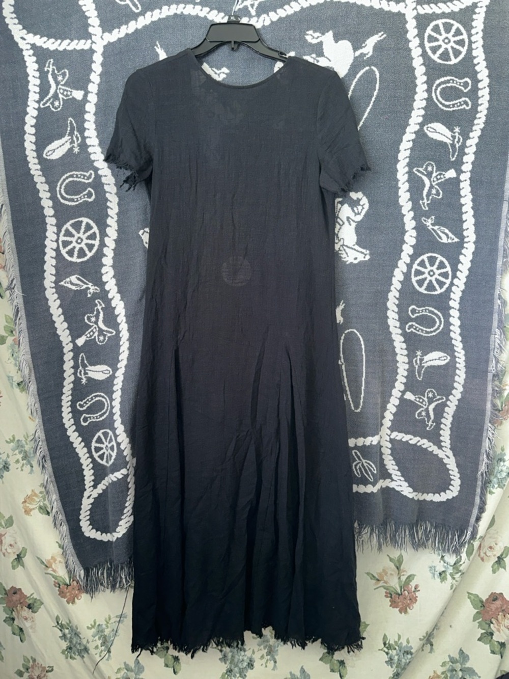 STAUD Black Textured Maxi Dress